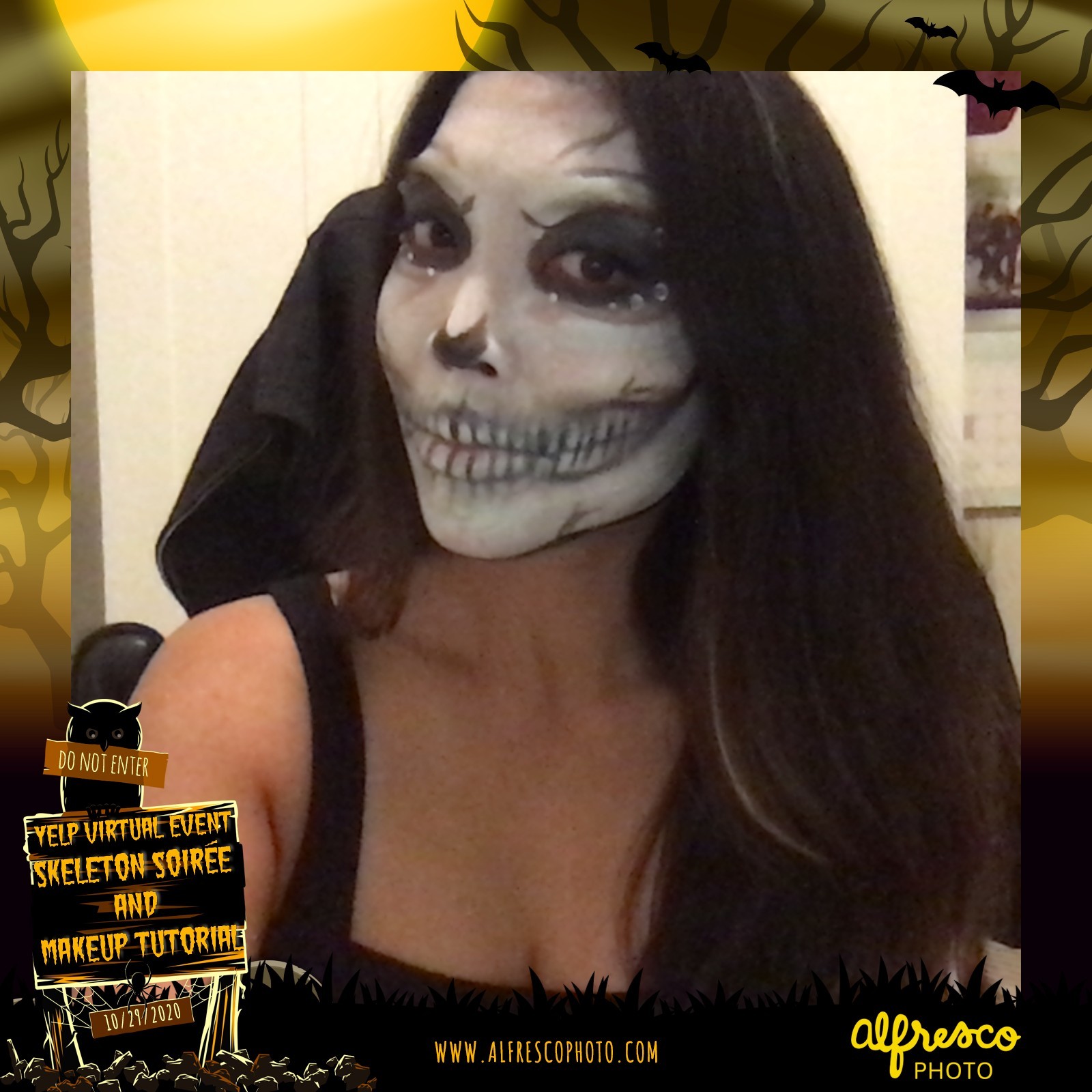 Yelp Skeleton Makeup Tutorial | View more photos from the event at events.alfrescophoto.com/u/AlfrescoPhoto/Yelp-Skeleton-Makeup-Tutorial